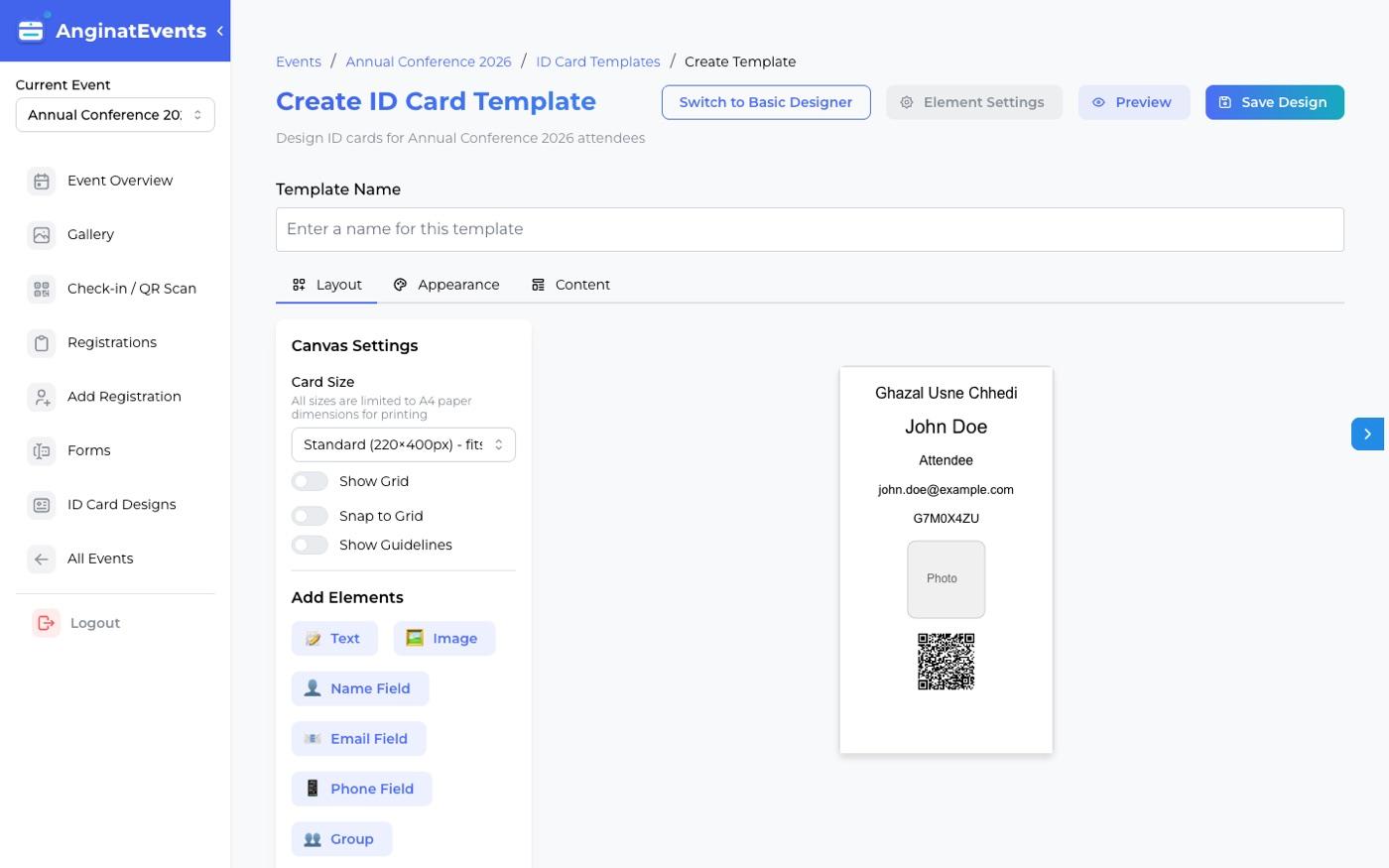 The ID card designer